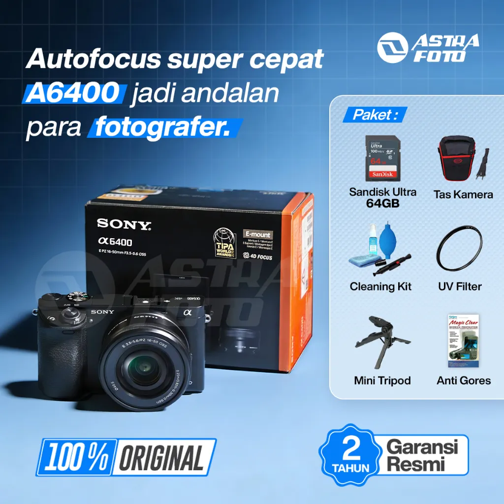 Sony A6400 Kit 16-50mm II - Sony A6400 Kit Lens - Paket Lengkap Body Only & Kit