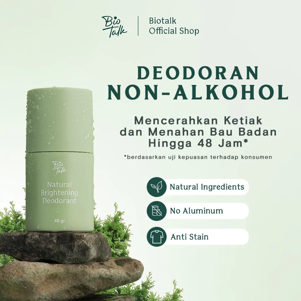 [NEW LAUNCH] Biotalk Natural Brightening Deodorant | 45gr | Non Aluminium | Natural | Deodoran Alami | Menahan Bau Badan dan Mencerahkan Ketiak