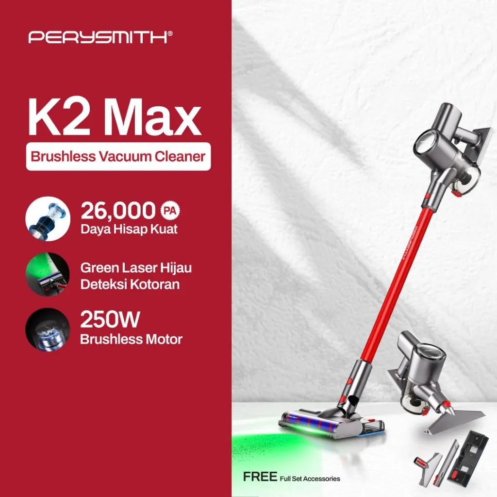 PerySmith K2 Max Vacuum Cleaner 26000Pa Cordless Vacuum Cleaner Home Vakum Penyedot Portable Vakum Sedot Debu