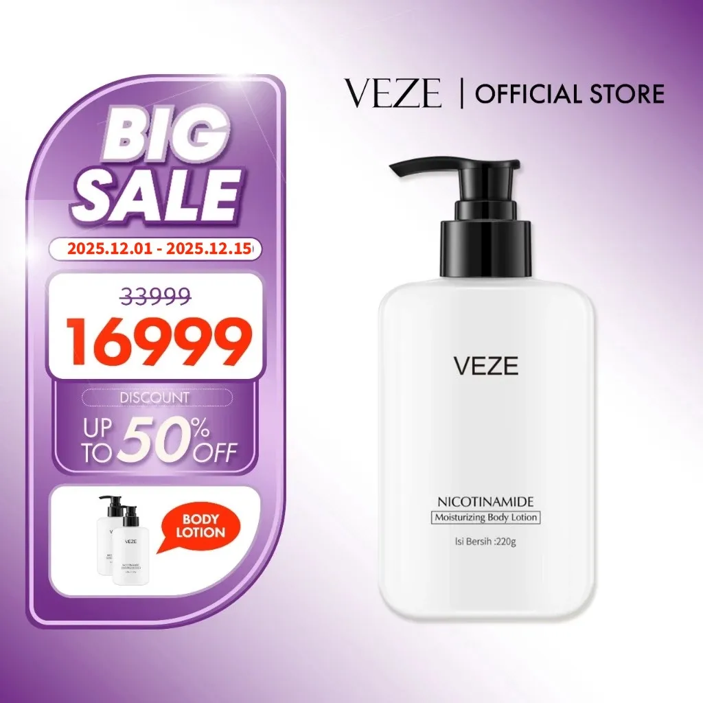 [BPOM] - VEZE Nicotinamide Moisturizing Body Lotion Pemutih Badan Niacinamide Pelembab Pencerah Alami 220g