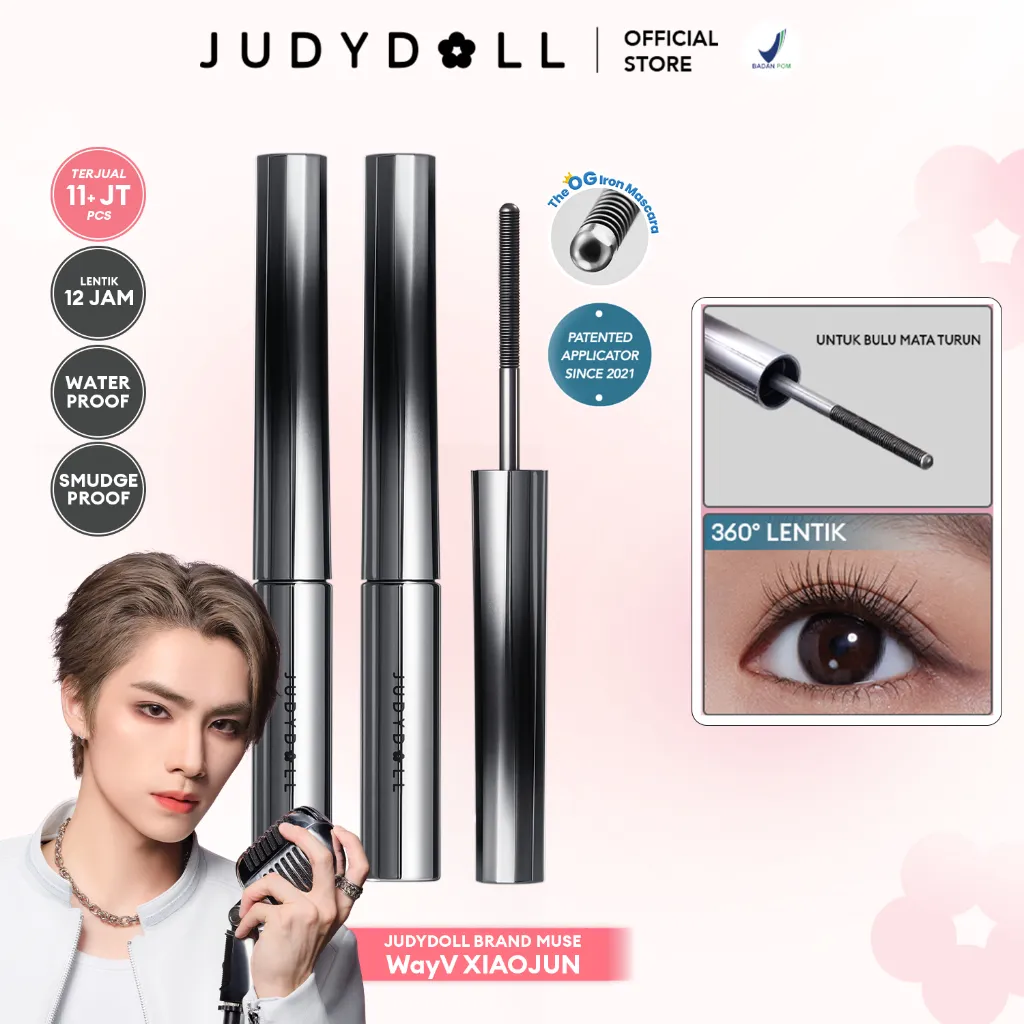 (BUNDLE) Judydoll Iron Mascara Twinpack (Maskara Besi Waterproof, Smudgeproof, Anti Clumpy, Hasil Lentik Natural Tahan Lama 12 Jam)