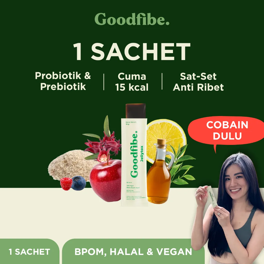 Goodfibe Fiber Jelly 1 Sachet — Probiotik Suplemen untuk Diet dan Detox, Melancarkan Pencernaan