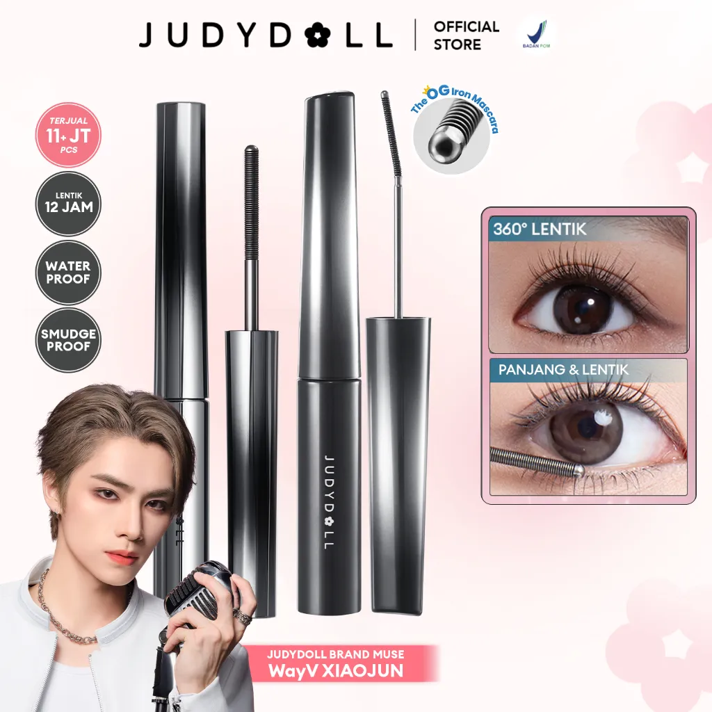 (BUNDLE) Judydoll Bombastic Duo Iron Mascara (Maskara Besi Waterproof, Smudgeproof, Anti Clumpy, Hasil Lentik Natural Tahan Lama 12 Jam)