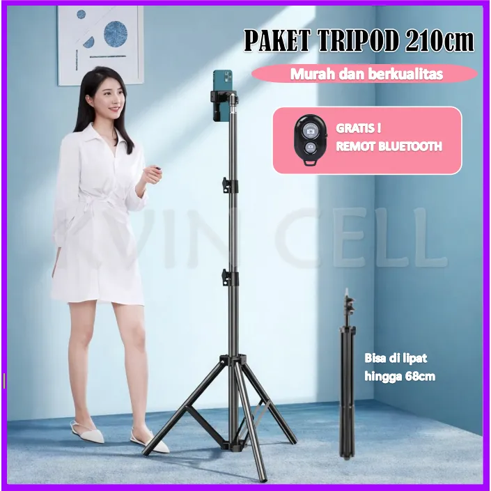 Tripod Handphone 2 Meter Besi Plus Mini ball head Free Holder Hp Free Tomsis Remote Bluetooth