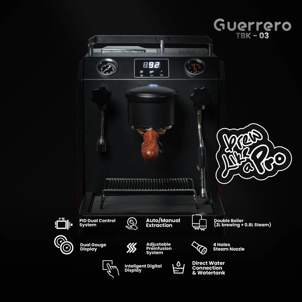 MESIN KOPI ESPRESSO - ESPRESSO MACHINE GUERRERO TBK03 SEMI COMMERCIAL DOUBLE BOILER MESIN KOPI SEMI KOMERSIL