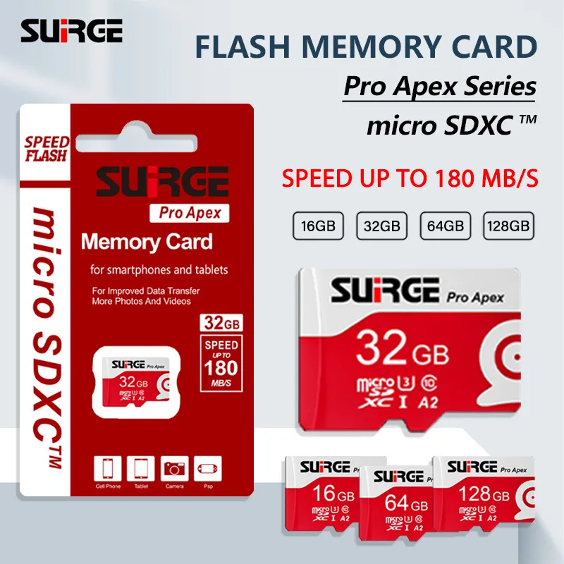 Suirge 16GB 32GB 64GB 128GB Memory Card TF Card 180MB/S Micro SD Card