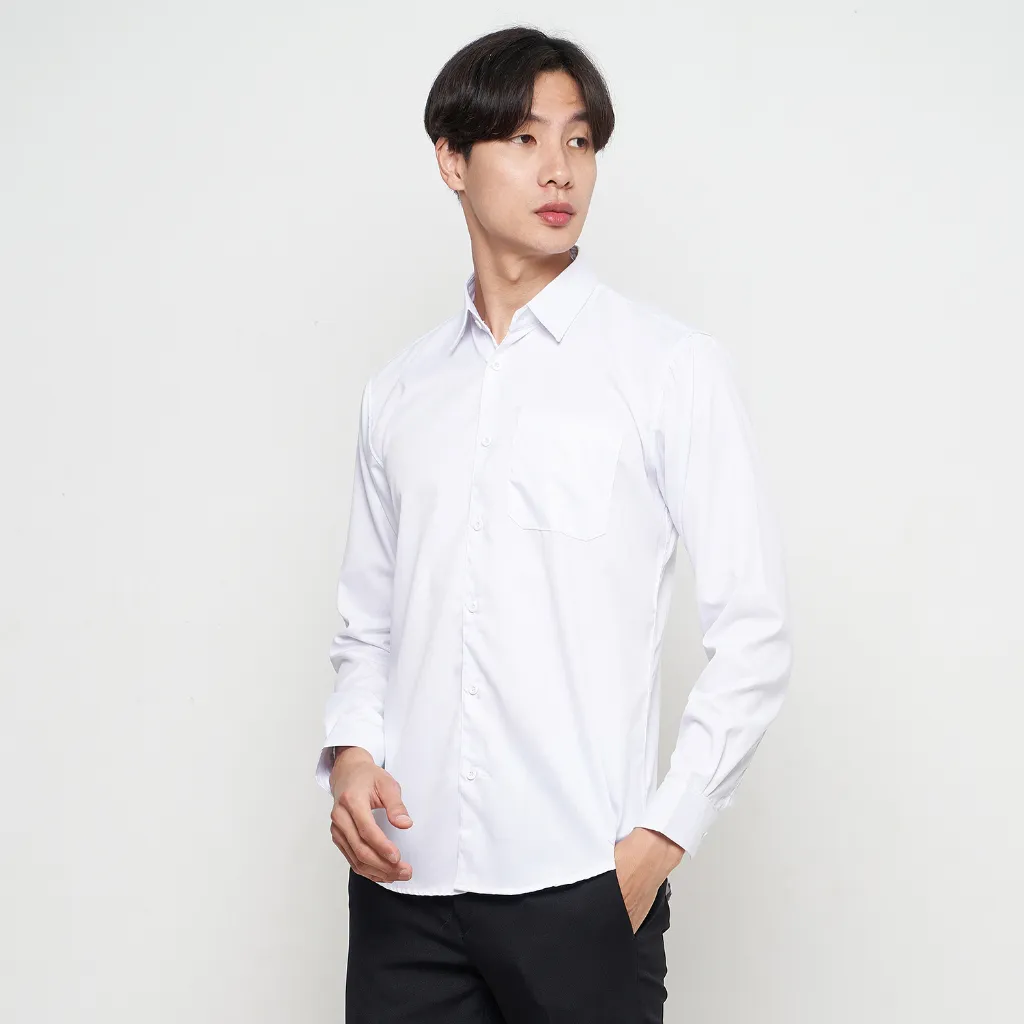 Parayu - Kemeja Putih Pria Basic Formal Untuk Jas Blazer Kantoran Lengan Panjang