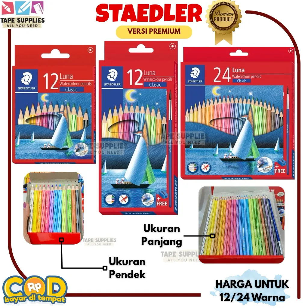PENSIL WARNA Color Pencil Staedtler Luna VERSI PREMIUM Watercolour Pencils Classic 12 / 24 Warna – Pensil Warna Aquarel Premium