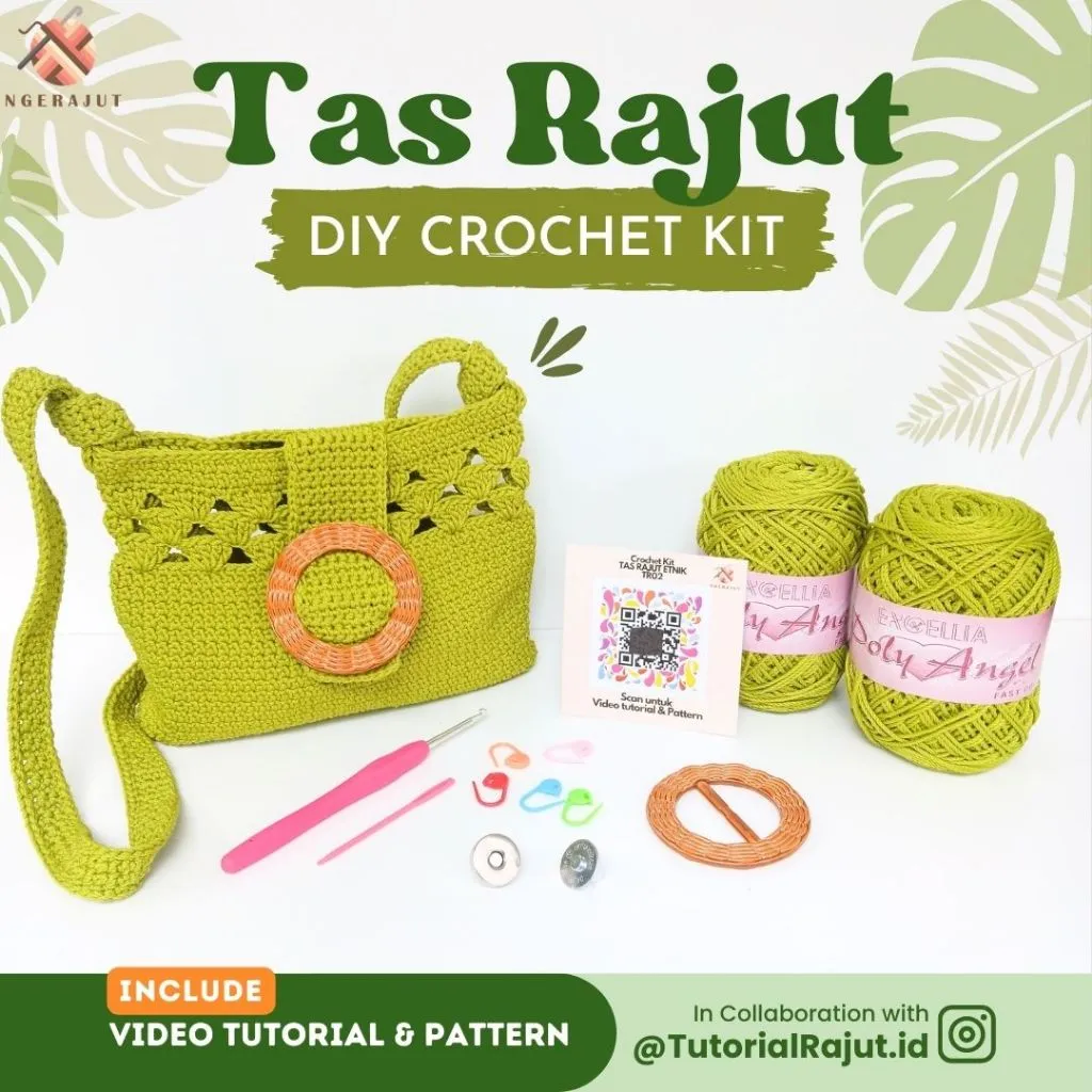DIY Crochet Kit Bag Tas Etnik Rajut Paket Set Belajar Lengkap Alat Bahan Video Tutorial