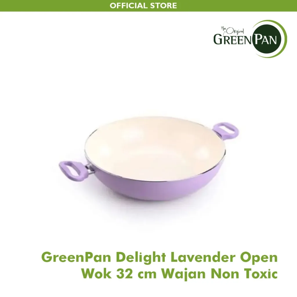 GreenPan Delight Lavender Open Wok 32 cm Wajan Non Toxic