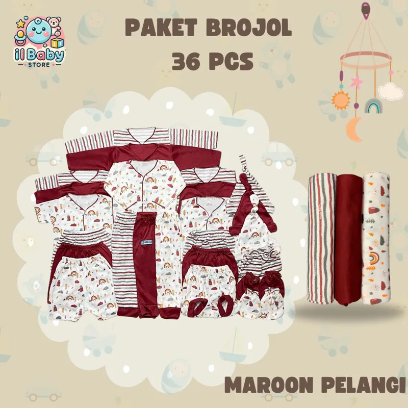 36 Pcs Paket Hemat Lahiran SNI Baju Bayi Celana Bayi Bedong Topi Sarung Tangan Dan Sarung Kaki Bayi Baru Lahir - IL Baby Store