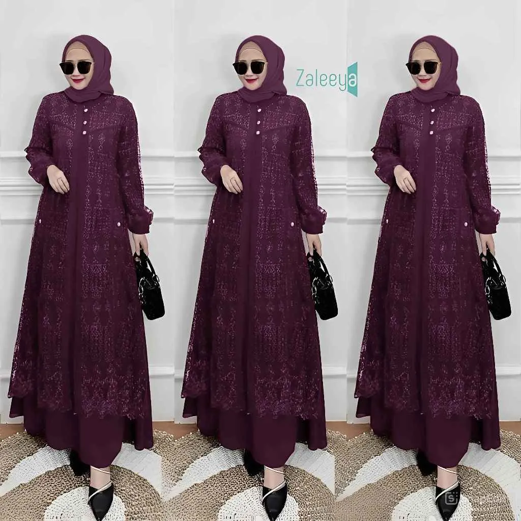 Hayya Dress New Brukat M L XL XXL XXXL Dress Brukat Hayya Dress Gamis Pesta Mewah Crinkle Brukat Dress Gamis Pesta Terbaru