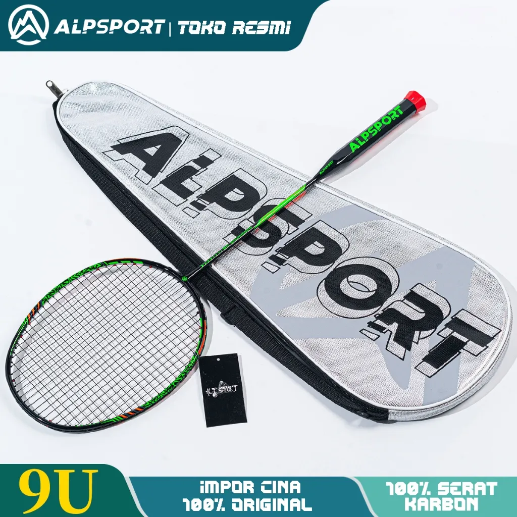 ALPSPORT SR Dua Sisi 9U 58g MAX 35Lbs T800 Raket Bulu Tangkis Warna G5 100% Persen Asli Serat Karbon Penuh Raket Bulutangkis Ultra Ringan dengan Serangan dan Pertahanan Racket Dilengkapi Dengan Hadiah Tas Lem Tangan ALP Reket Rsl Yonex Liling Mahasiswa