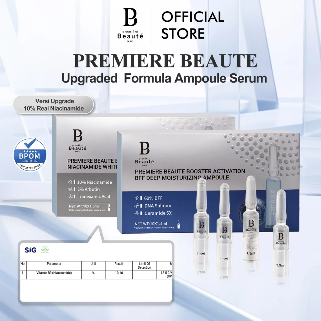 PREMIERE BEAUTE [New Formula] New Booster Activation Ampoule 10x1.5ml Serum 10% NIACINAMIDE 2% ALPHA-ARBUTIN Essence Moisturizing/ Whitening/Repair COLLAGEN DNA SALMON CERAMIDE 5X NIACINAMIDE ALPHA-ARBUTIN RETINAL ACTOSOME RETINOL COLLAGEN Brightening