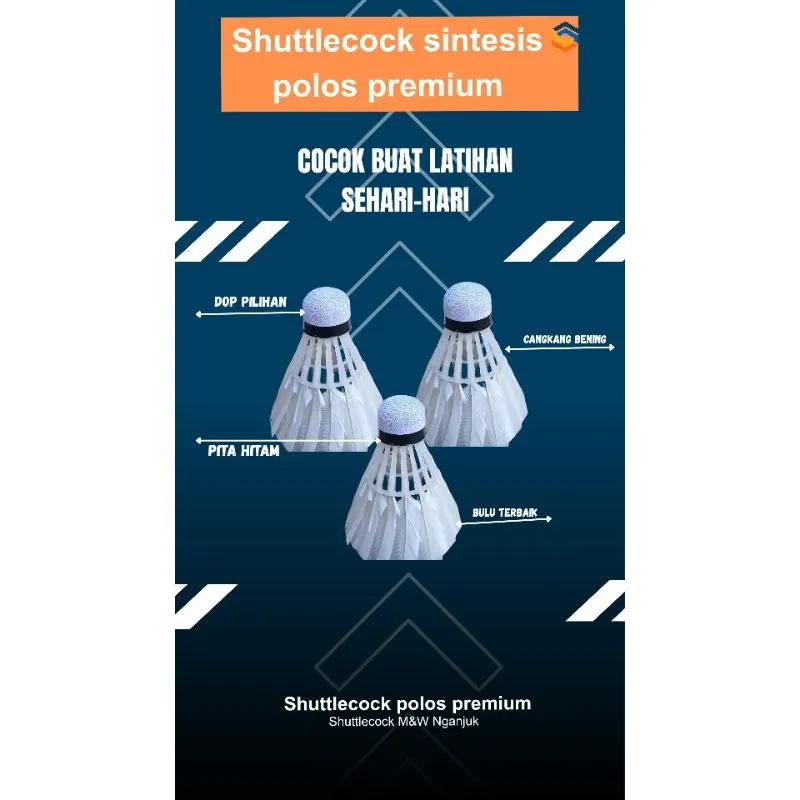 shuttlecock sintesis polos/ 1 slop isi 12 cock/produk unggulan/kok badminton