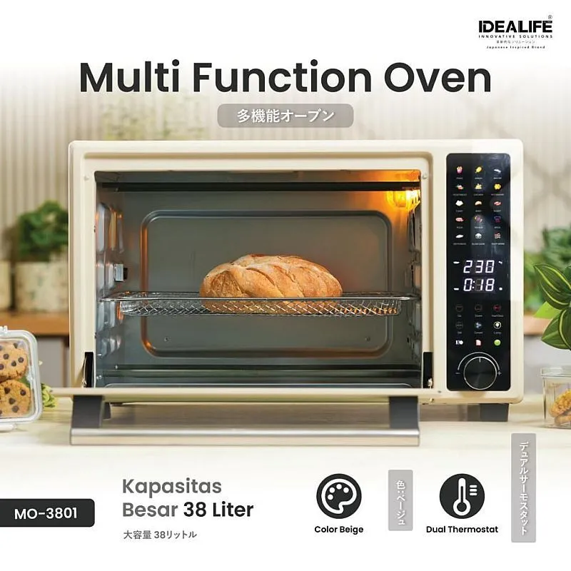 IDEALIFE - Multi Function Oven – Pemanggang Multi Fungsi - 38L - (MO-3801)