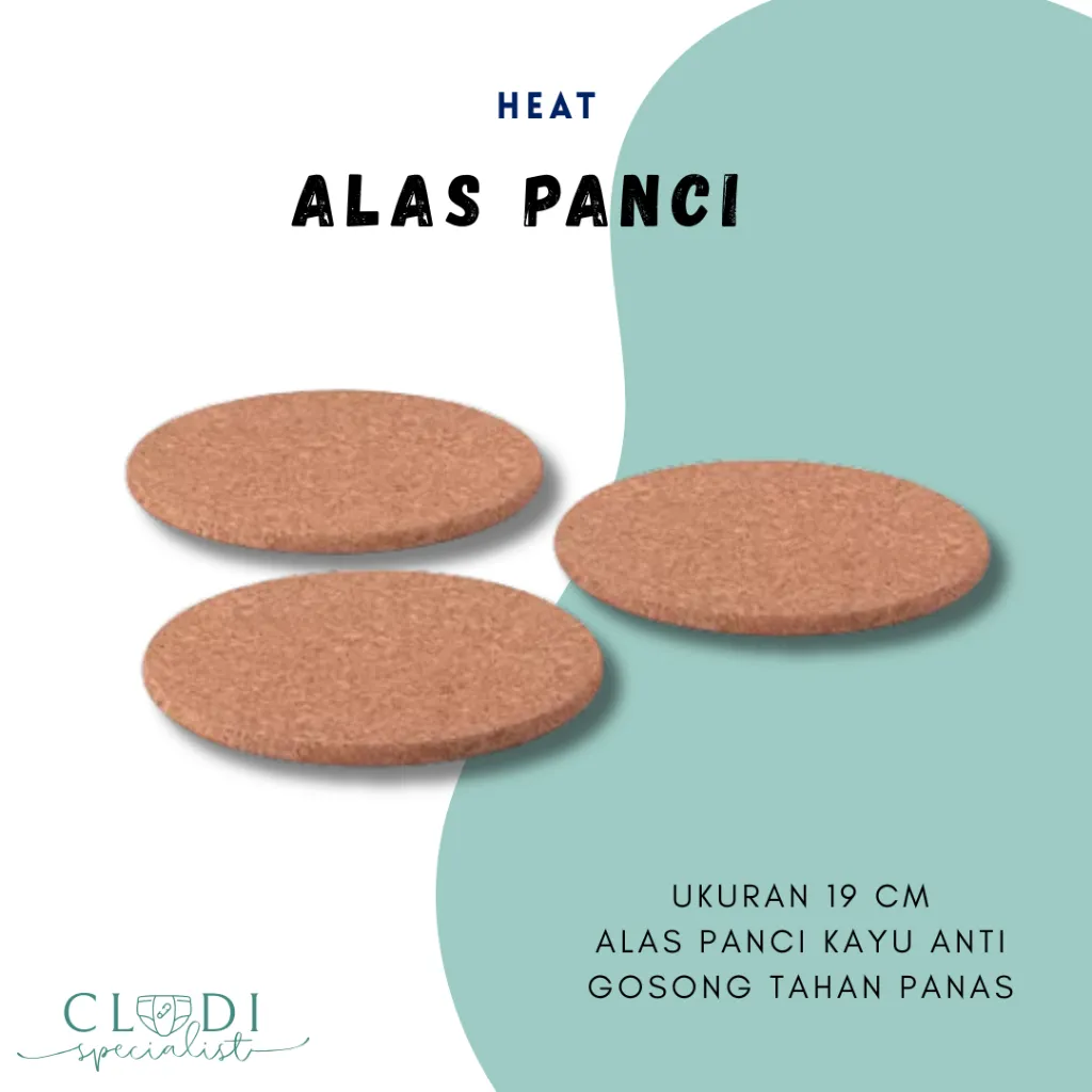 H3AT Alas Panci Kayu Anti Gosong Tahan Panas Tatakan Dudukan Wajan Kompor Meja Makan Properti Fotografi