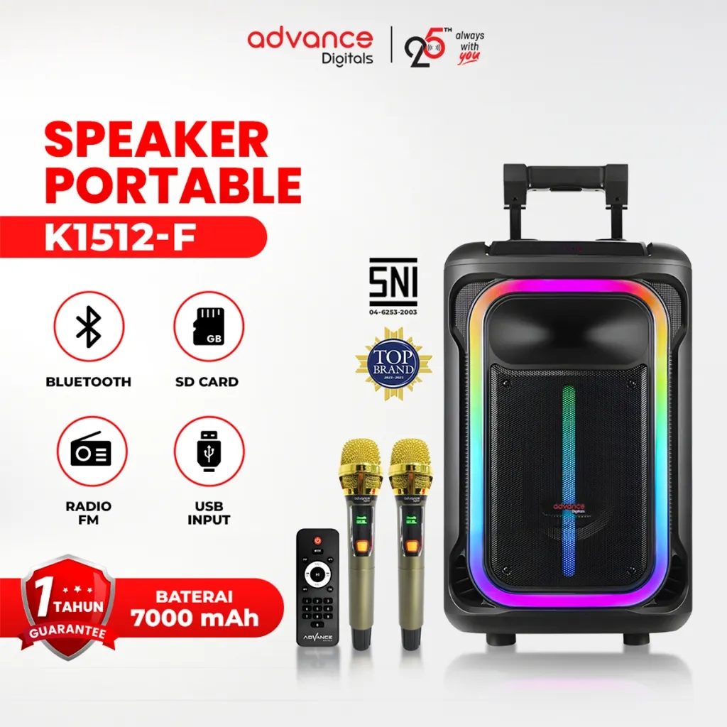Speaker Advance K1512 F/C/D/E/A/G/H/L Full Bass Speaker meeting Speaker 15 inch 2 mic Garansi 1 Tahun
