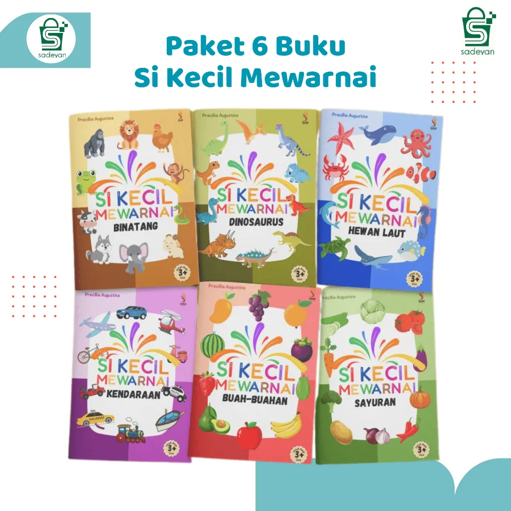 PAKET 6 BUKU SI KECIL MEWARNAI - RANAH BUKU - BUKU ANAK MEWARNAI BINATANG KENDARAAN HEWAN LAUT SAYURAN DINOSAURUS BUAH-BUAHAN