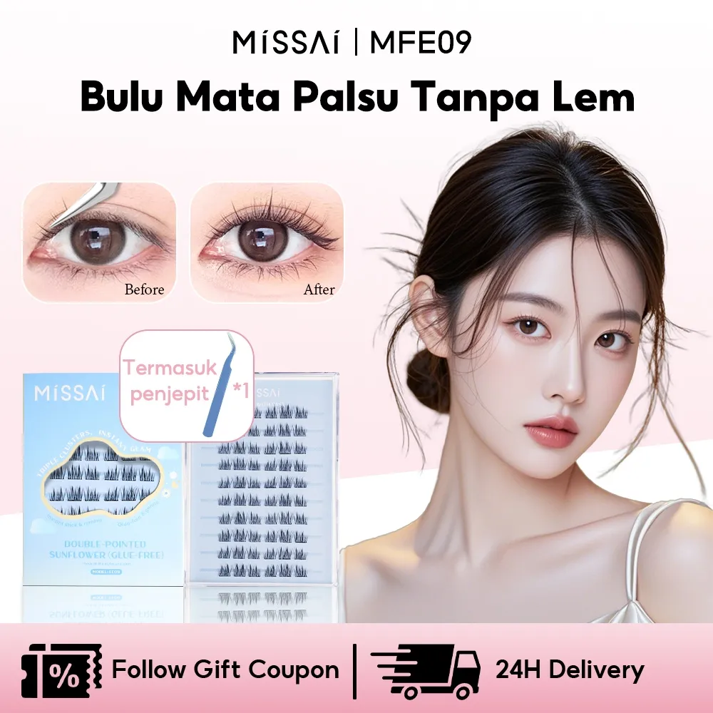 MISSAI Bulu Mata Palsu Tanpa Lem Bulumata Idol Eyelash Extension Korean Look Riasan Mata Aksesoris Portable Package Bulu Mata Eyelashes Extension Natural Look