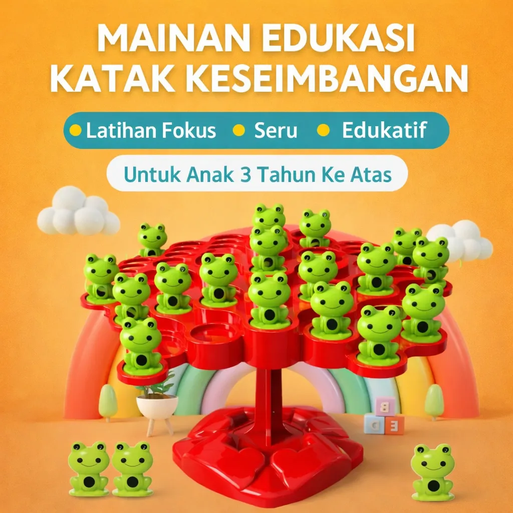Mainan Edukasi Anak Katak Keseimbangan Pohon – Frog Balance Tree Game Montessori Board Game Anak 3 Tahun+