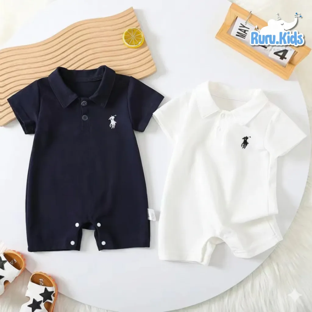 1.1 Romper Kerah Bordir Polo / Jumper Bayi Laki Laki Perempuan / Baju Bayi Newborn