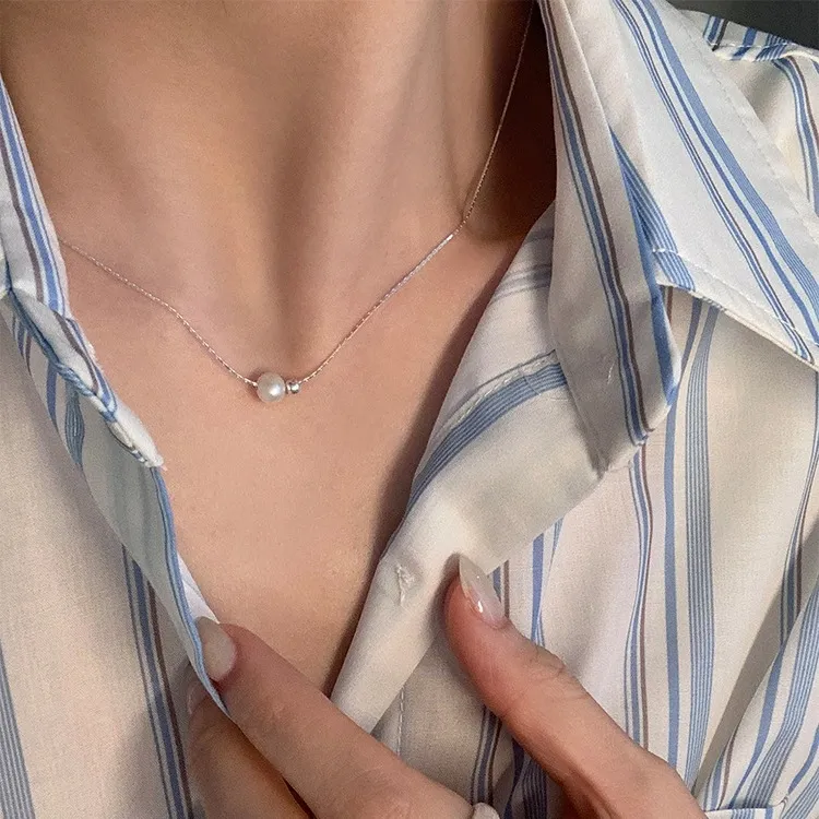 Ear Partner Kalung Mutiara Minimalis 2025 Perhiasan wanita trendy Instagramable rantai Leher Pendek Elegan & Serbaguna