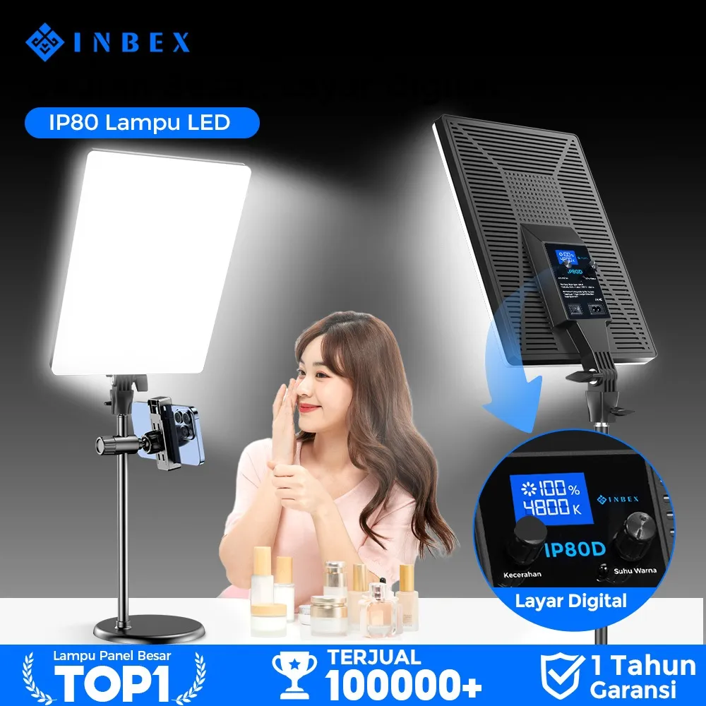 [20%OFF-Layar Digita] INBEX IP80 80W Lampu Panel Studio Lighting Live Streaming Langsung / Video / Konten / Pencahayaan Studio Profesion Layar Digital
