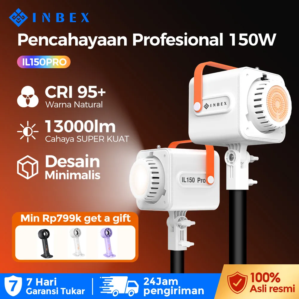 INBEX IL150Pro 150W Lampu Fotografi Studio Softbox Lighting Cahaya Konten Daylight hight CRI Live Studio Potografi Cahaya
