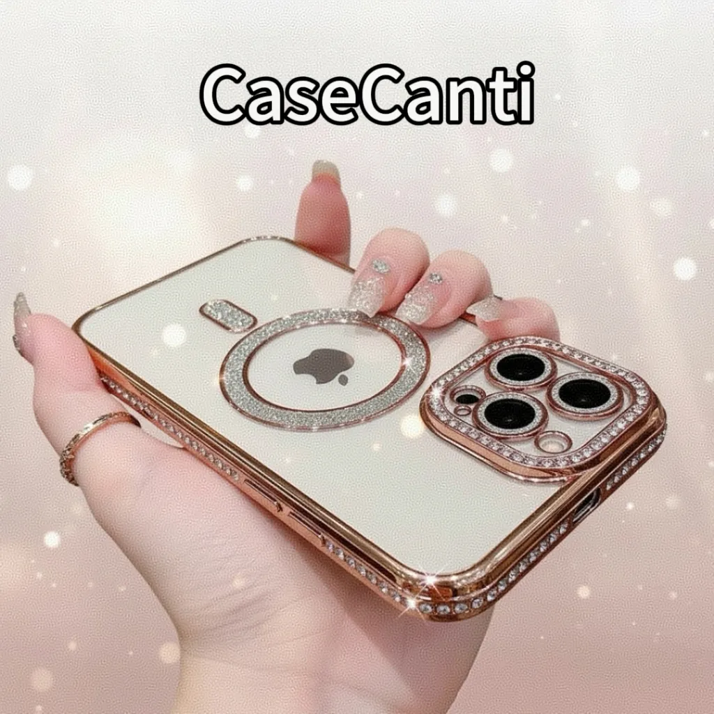 New!case for iPhone 15 14 13 12 11 Pro max plating glitter soft case shockproof back cover Rhinestones with Lens protector magsafe