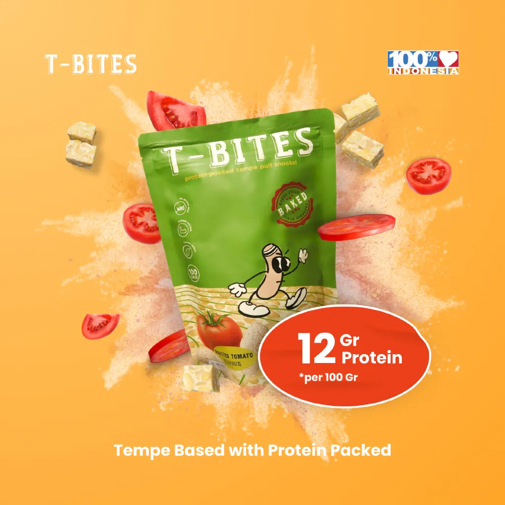 T-Bites Roasted Tomato | Tbites Snack Tempe | Makanan Ringan Sehat Berprotein