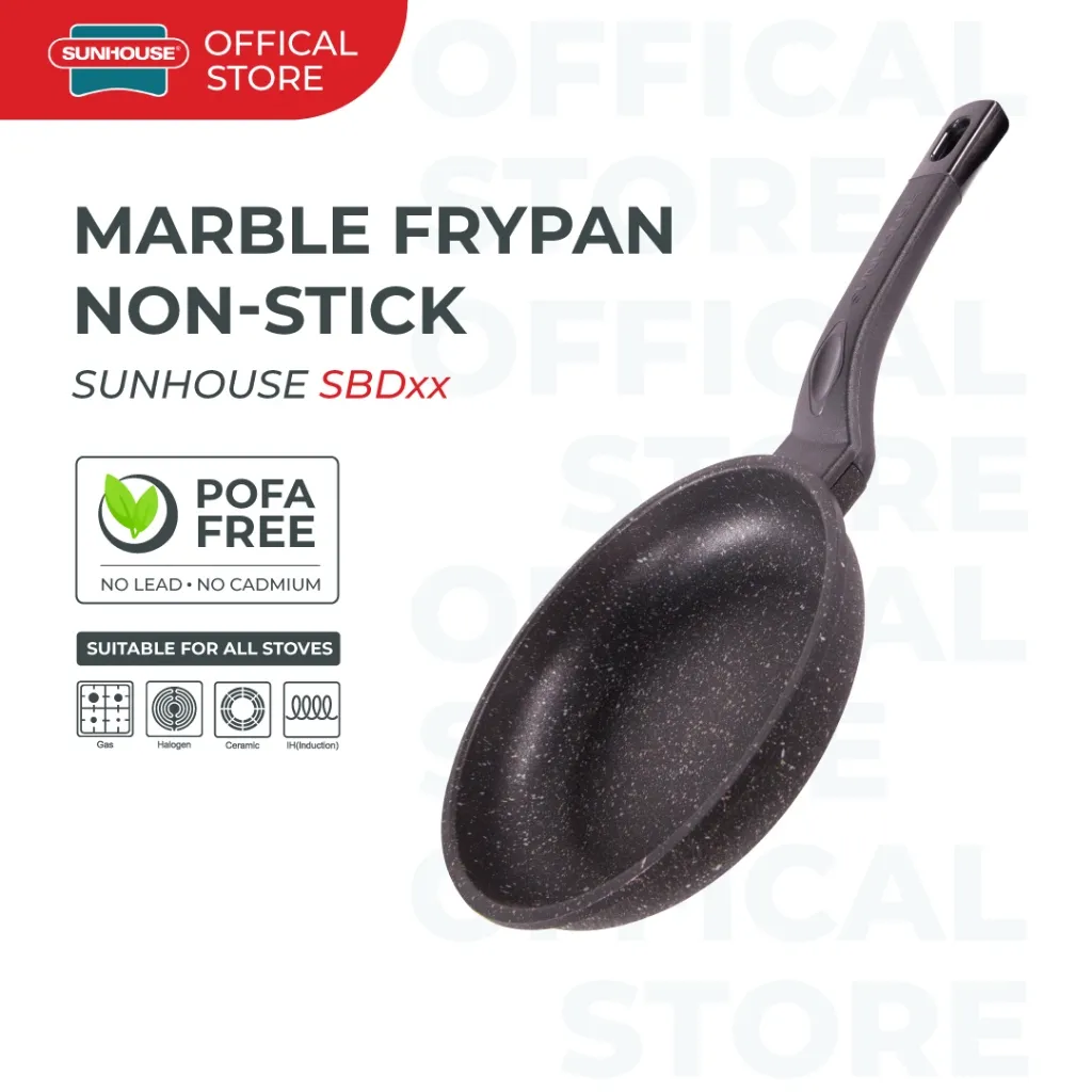 Sunhouse SBD Marble Frypan Anti Lengket 18, 24, 26, 28, 30 cm Hitam 1 Pcs