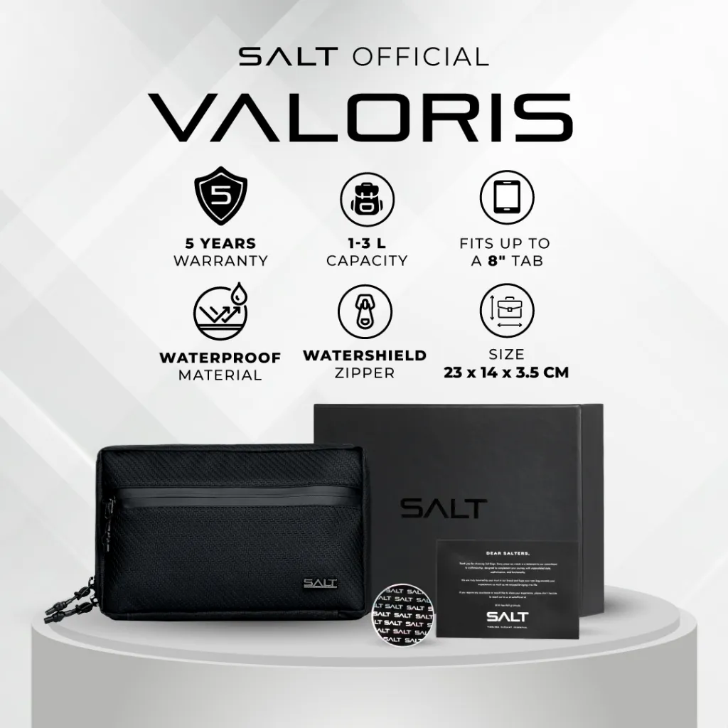 SALT Valoris Handbag Pria Anti Air Garansi 5 Tahun Box Premium Clutch Pouch Dompet Hadiah Valentine