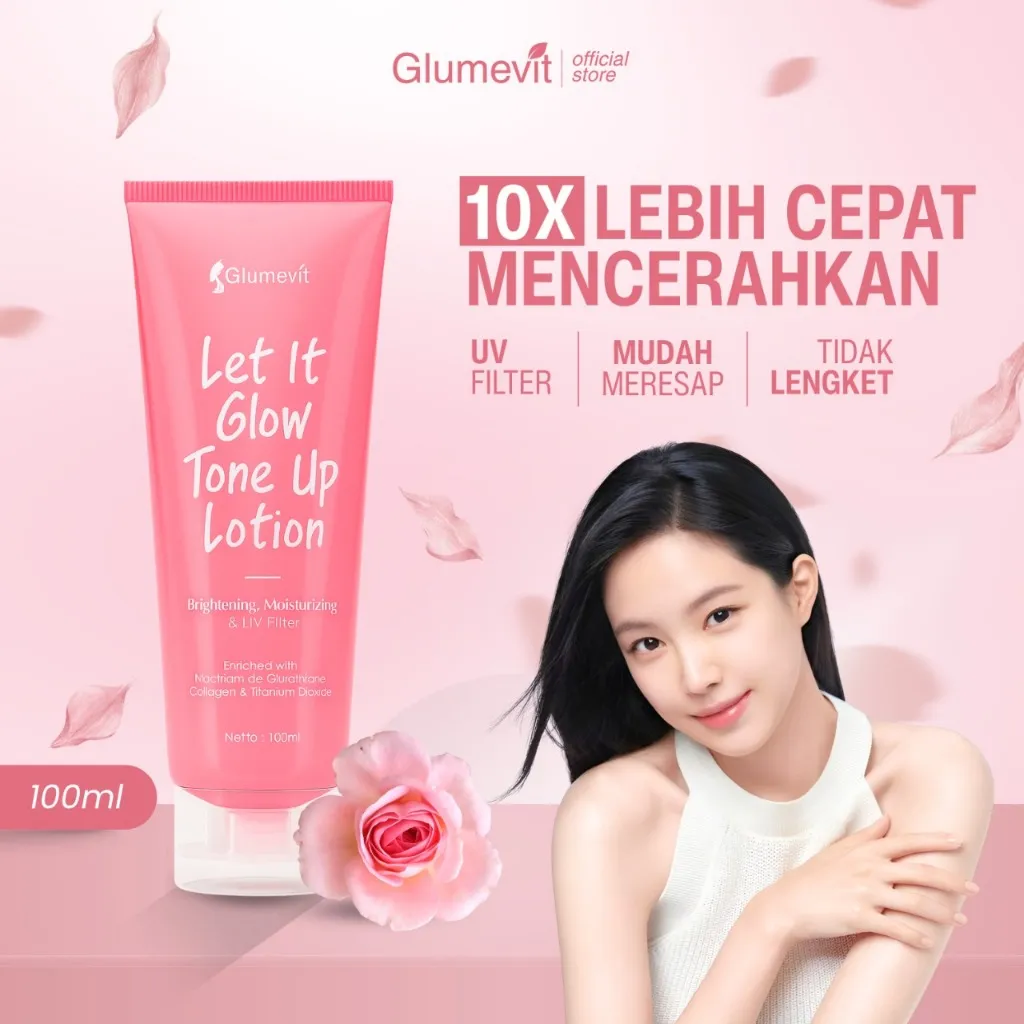 Glumevit Tone Up Booster Let It Glow Lotion Badan Mencerahkan Melembapkan Melindungi dari Sinar UV Memutihakan dan meratakan Warna Kulit Glumevit Eksfoliasi Mencerahkan wajah Penghilang Daki Mengangkat Sel Kulit Mati 100% Original