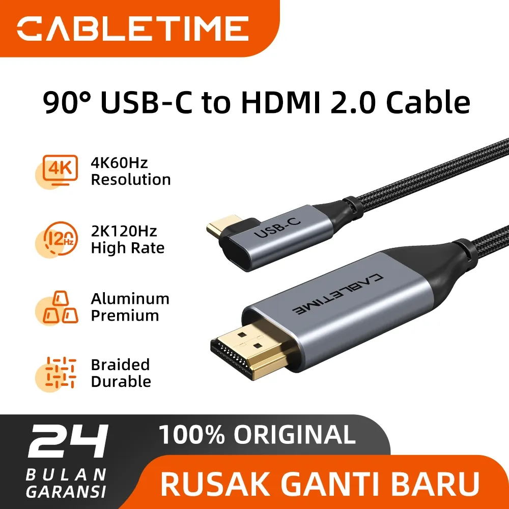 CABLETIME USB C To HDMI Male Converter Thunderbolt 3 Display Adapter HDTV