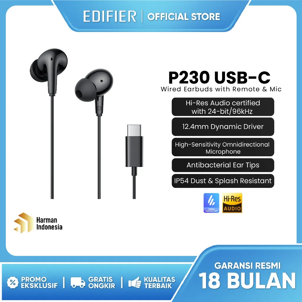 EDIFIER P230 USB-C Wired Earbuds with Remote & Mic