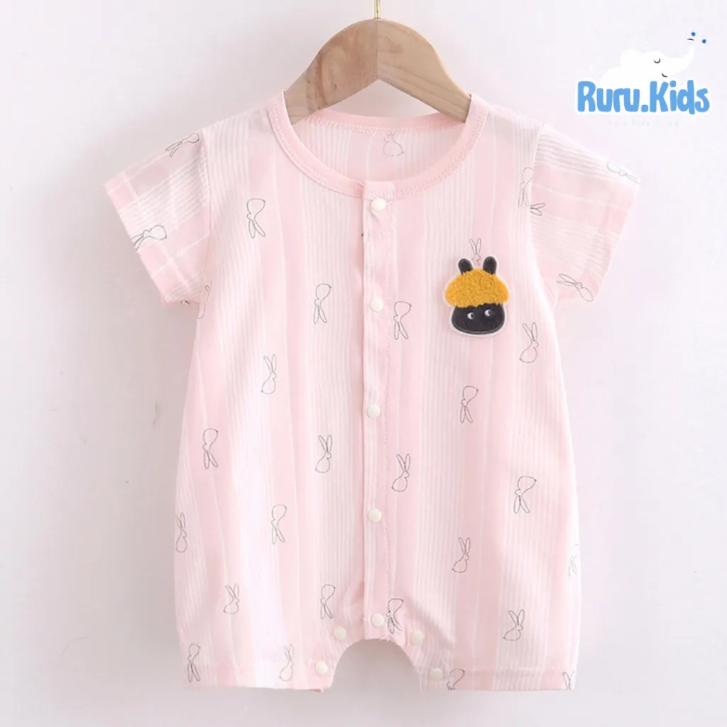 1.1 Baju Bayi / Romper Bayi Full Print Bordir Kancing Tengah / Fashion Bayi & Anak