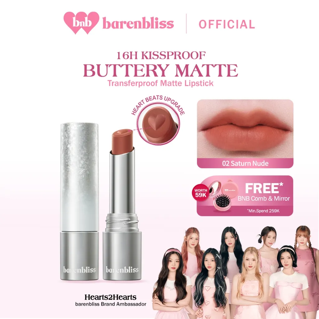 [BEST SELLING] BNB barenbliss No Gravity Transferproof Matte Lipstick Lipstick Transferproof dengan Serum Alami Warna Matte Sempurna,Tahan 16 Jam