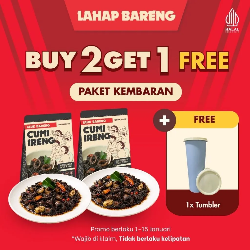 [BUY2GET1] Lahap Bareng - Paket Kembaran 2 Lauk | Makanan Instant Ready to Eat, Real Food, Praktis & Tanpa Pengawet | Cumi Ireng Iga Sambal Cumi Pedas