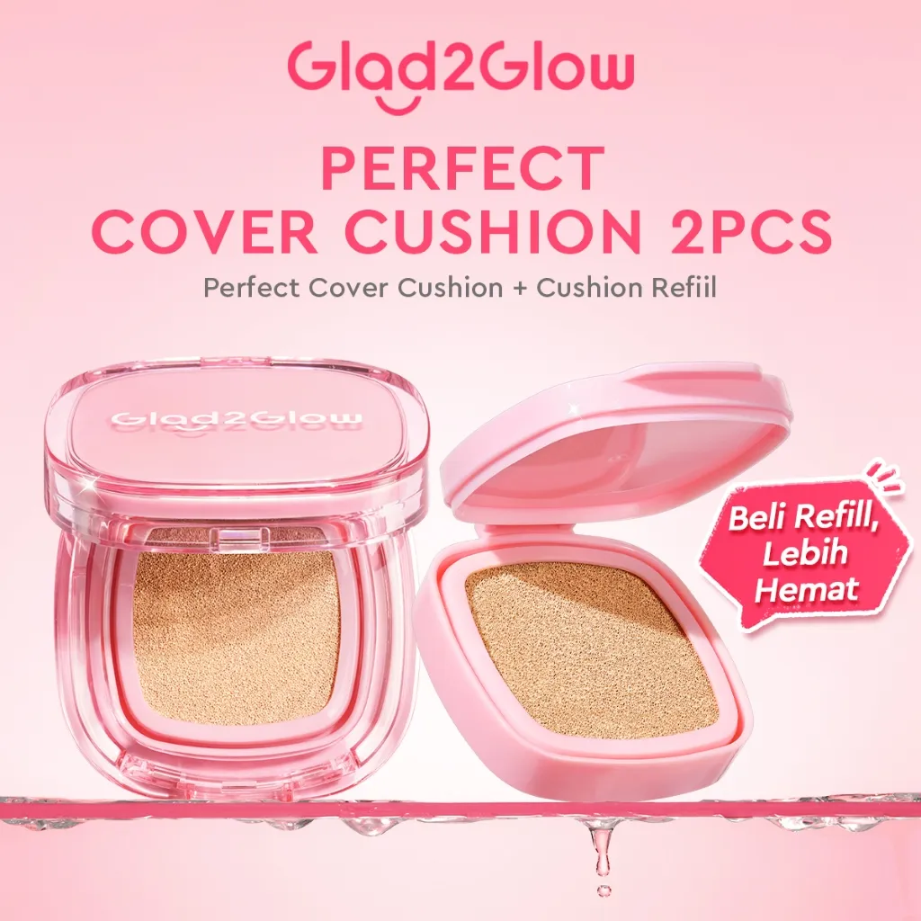 Glad2Glow Perfect Cover Cushion Oil-Control matte Foundation Waterproof Sweatproof Finish Poreless Cushion Refill BB CC Cream Makeup refill g2glow official store