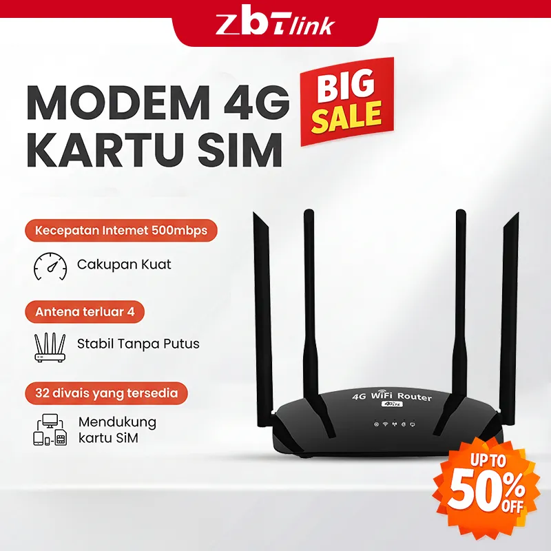 ZBTlink 4G Router Modem 500Mbps SIM Dongle WiFi