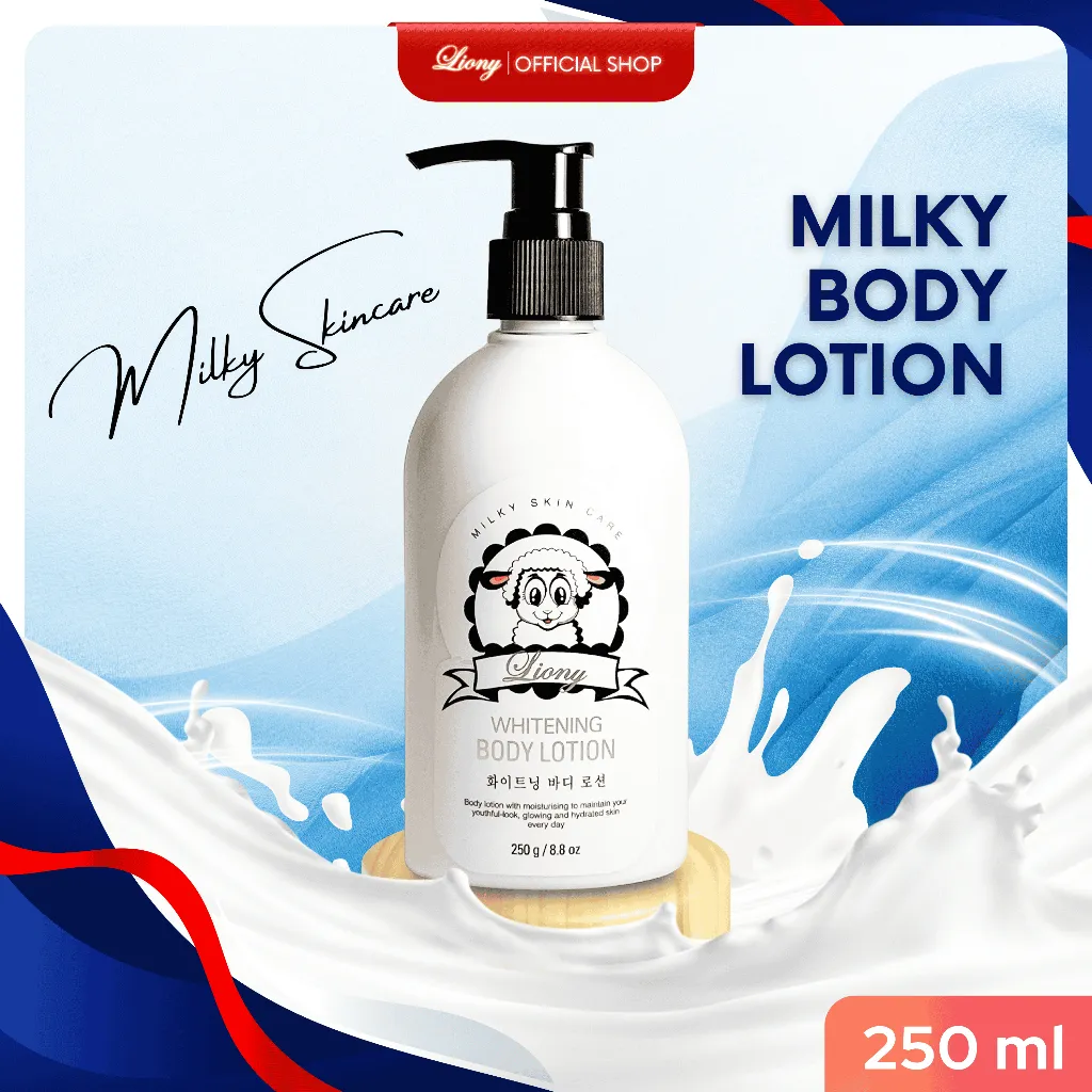 LIONY - Handbody MILKY Whitening 250gr Milk Lotion Niacinamide Vitamin E Mencerahkan Skincare BPOM