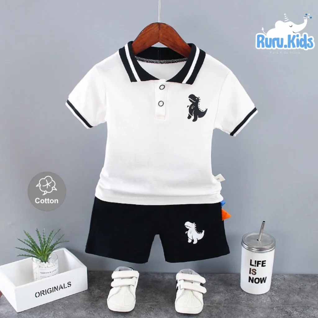 Baju Anak Laki Laki | Setelan Kerah Anak Laki Laki Dino
