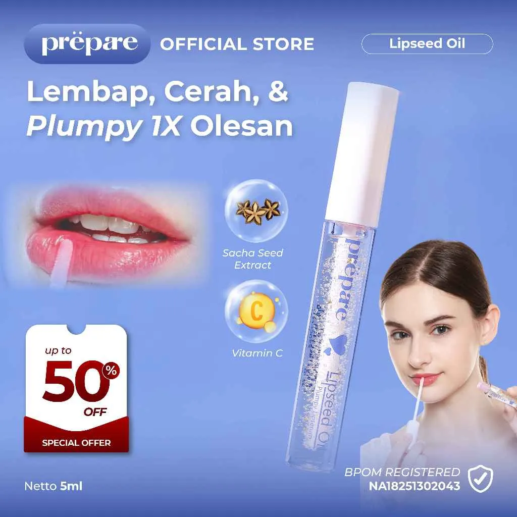 Prepare Lipseed Oil Pelembab Bibir Lip Serum Pencerah Bibir Hitam Perawatan Bibir Kering Serum Bibir