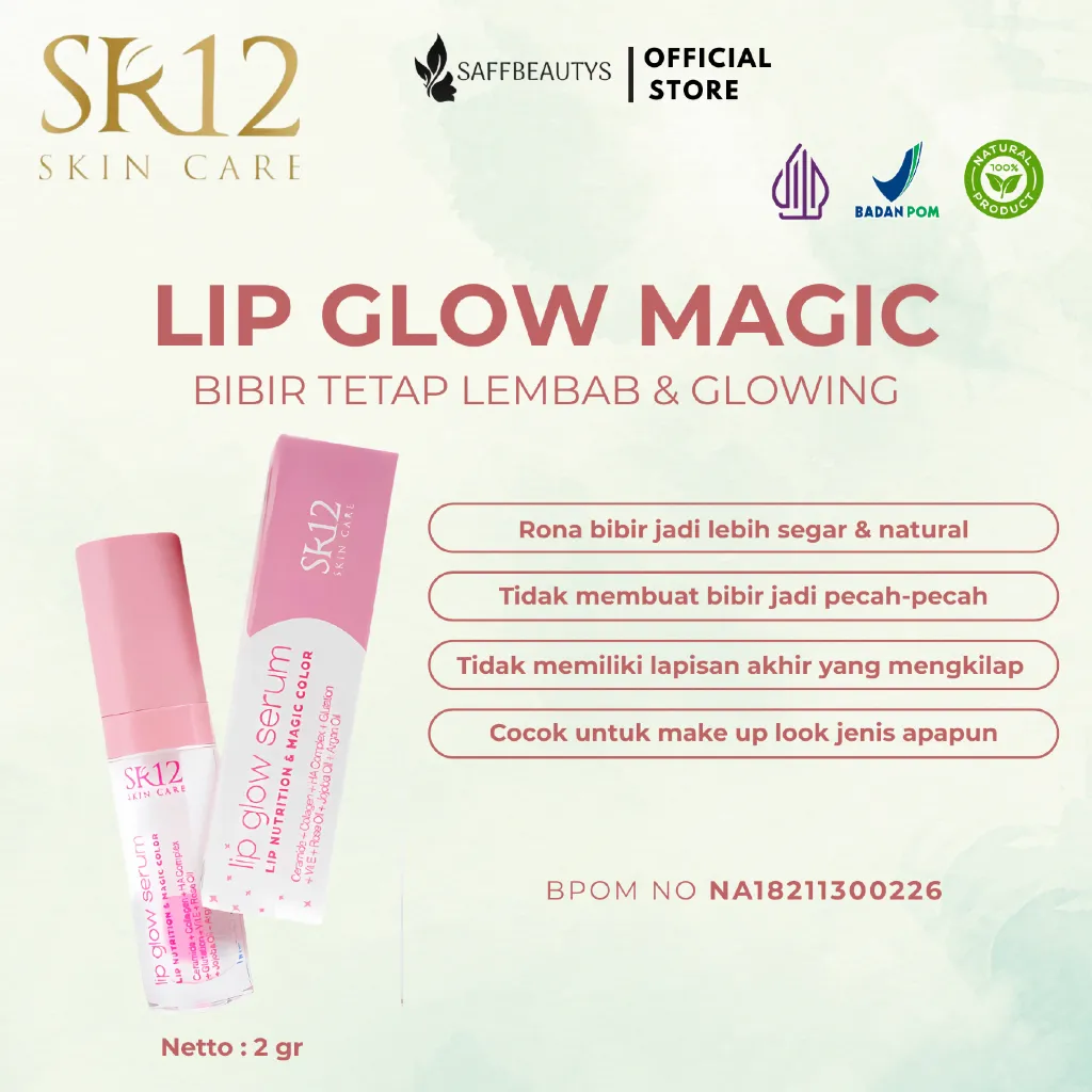 Lip Glow Magic SR12 Melembabkan Bibir Cerah Merona Warna Tahan Lama dan Efek Glossy