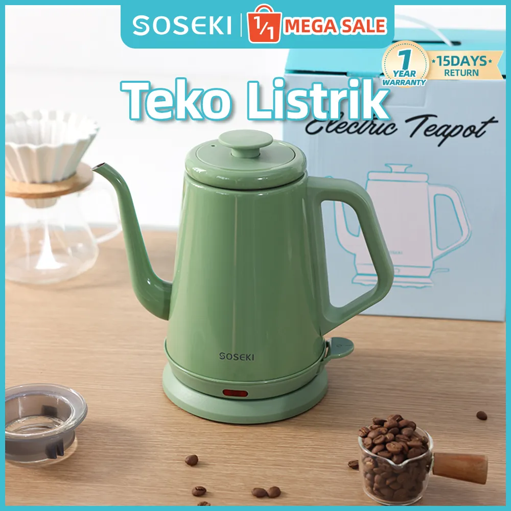 SOSEKI Teko Listrik Pemanas Air 1L / 1000W Teko Air Panas / Electric Kettle Stainless Steel
