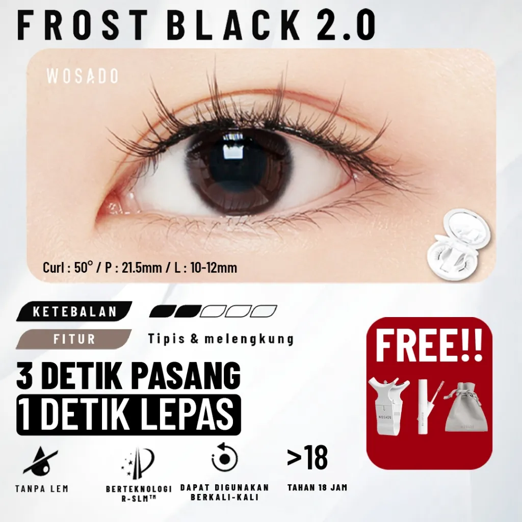 WOSADO Magnetic Lashes FROST BLACK Bulu Mata Palsu Magnetik Natural Casual Makeup Look Eyelash