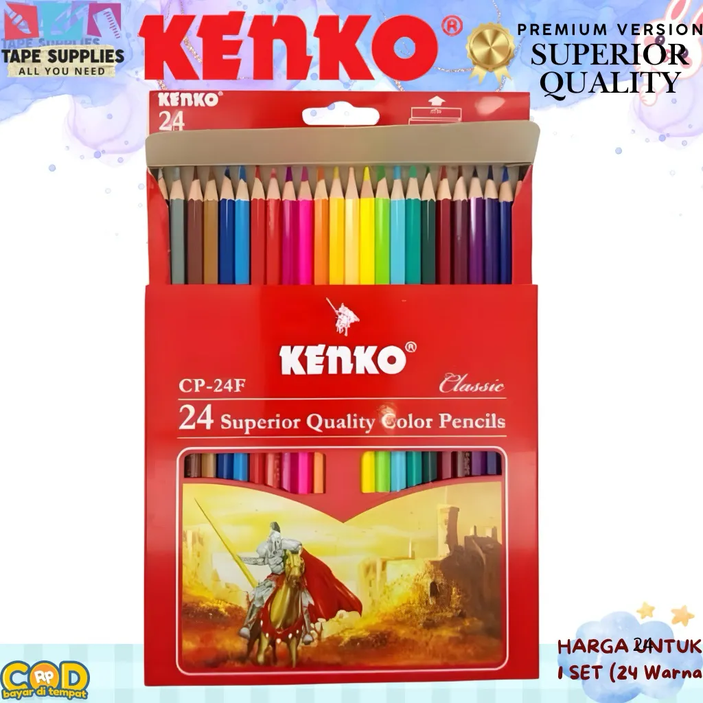 Pensil Warna KENKO 12 Warna Pendek-Panjang /Pensil Mewarnai /Coloring Pencil