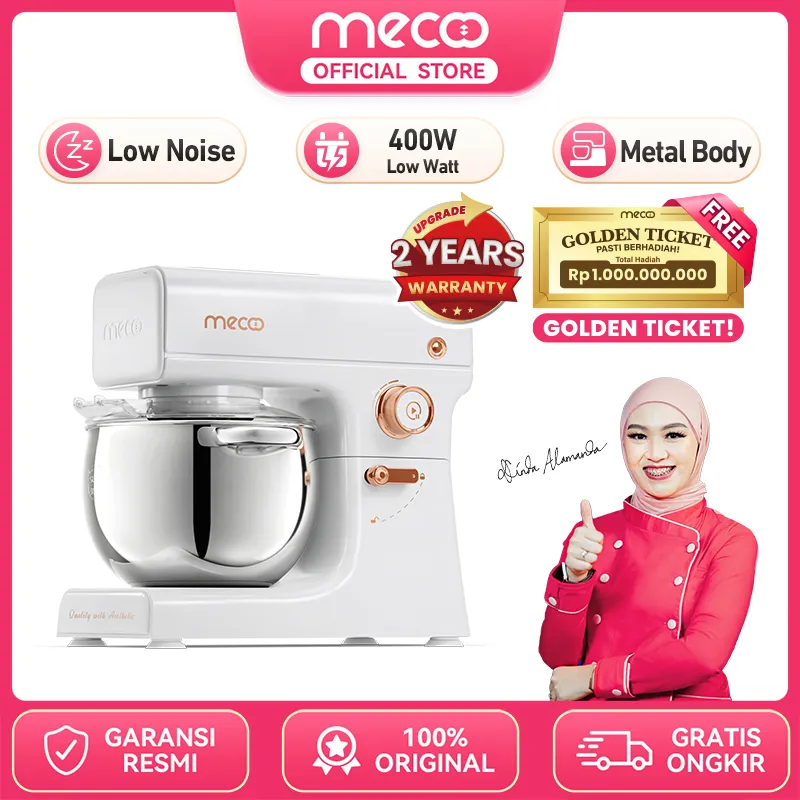 Mecoo Aesthetic Premium Stand Mixer 6 Liter Smart LED Silent Motor Ultra Stable