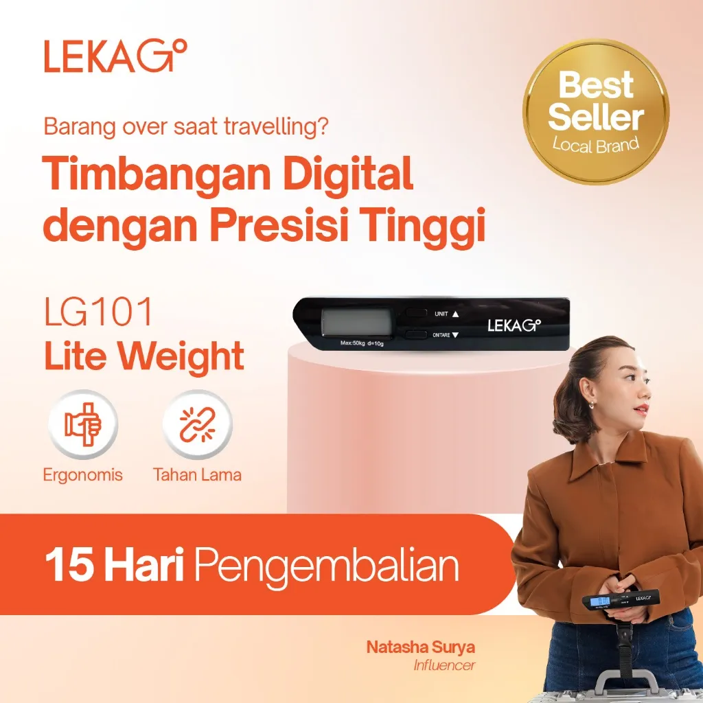 LEKA Go! - Lite Weight - Timbangan Koper Digital Gantung (Garansi 2 Tahun)